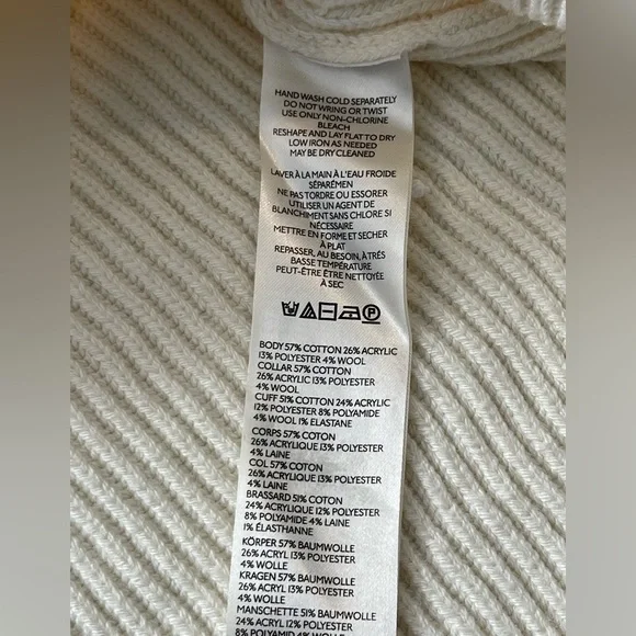 NWT Anthropologie Maeve Ivory Rib Knit Sweater, Mock Neck, Balloon Sleeves,Small - Picture 7 of 15